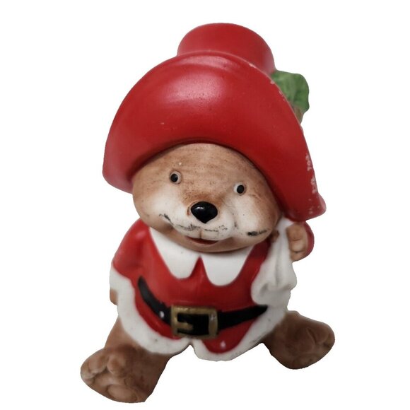 Vintage Homco Christmas Paddington Bear Santa Ceramic Figurine Holiday Decor - Picture 1 of 11